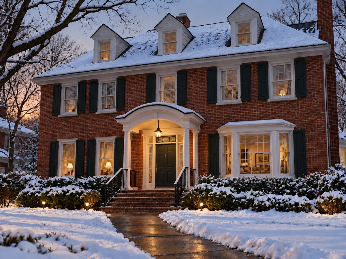 Brick colonial house, before